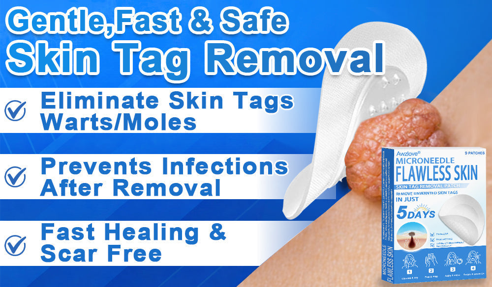 📌 Awzlove® 2-in-1 Microneedle & Hydrocolloid Patch | Raised Moles,Acne,  Flat Warts & Skin Tags Remover | Improves Wrinkles, Scars & Blemishes | Invisible Star Pimple Patches for Face & Body |🎁🎁
