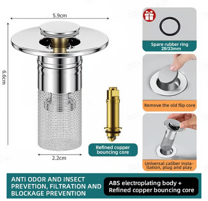 Last Day Promotion 49% OFF🔥Pop Up Sink Drain Strainer--🧡TIMNAMY®--🛀Removes odors and prevents blockages 🎀