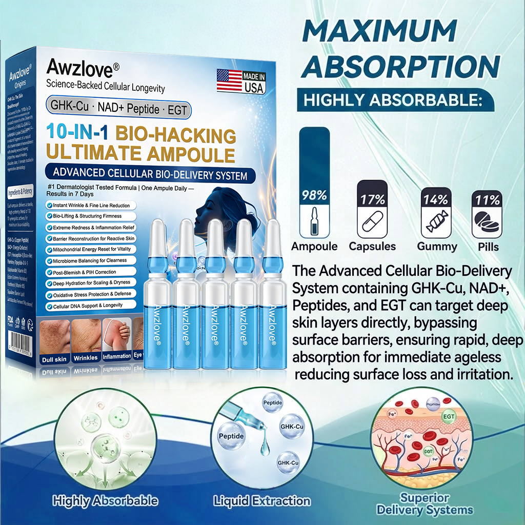 Official Store |Awzlove® GHK-Cu · NAD+ Peptide · EGT 10-in-1 Bio-Hacking Ultimate Ampoule | for Cellular Repair & Skin Longevity,From Acne & Redness to Deep Wrinkles & Laxity (Visible Results in 7 Days)