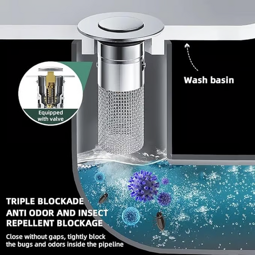 Last Day Promotion 49% OFF🔥Pop Up Sink Drain Strainer--🧡TIMNAMY®--🛀Removes odors and prevents blockages 🎀