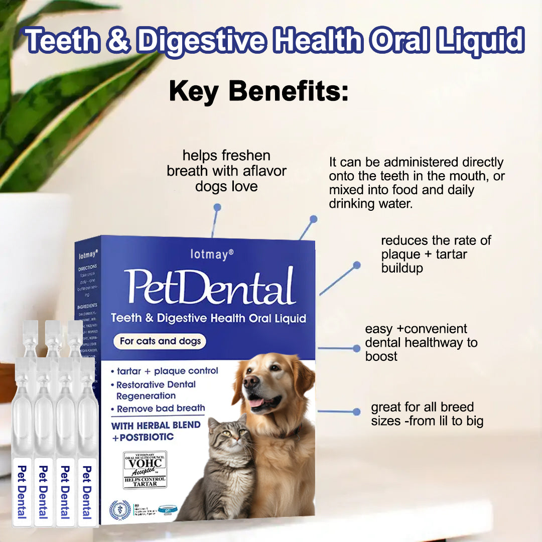 [Official Store] Lotmay® Pet Dental & Digestive Health Oral Liquid – Freshen Breath, Remove Tartar & Promote gum regeneration, stabilize teeth (for Cats & Dogs)  – Save 70% Today!🎀