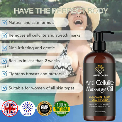 Awzlove® Luxurious Collagen & Stem Cell Anti-Cellulite Massage Oil🎉 (🔥70% Off for a Limited Time!) 💜