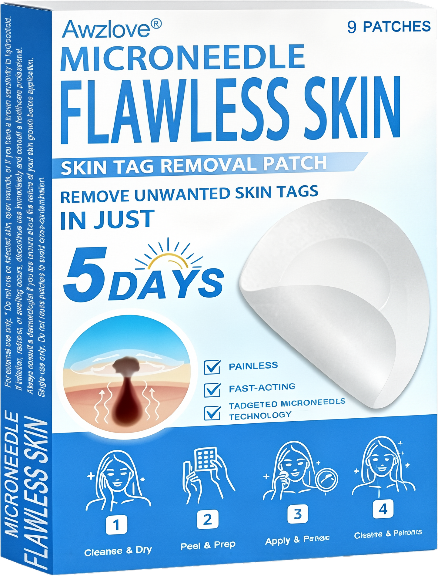 📌 Awzlove® 2-in-1 Microneedle & Hydrocolloid Patch | Raised Moles,Acne,  Flat Warts & Skin Tags Remover | Improves Wrinkles, Scars & Blemishes | Invisible Star Pimple Patches for Face & Body |🎁🎁