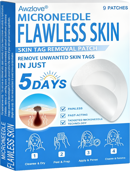 📌 Awzlove® 2-in-1 Microneedle & Hydrocolloid Patch | Raised Moles,Acne,  Flat Warts & Skin Tags Remover | Improves Wrinkles, Scars & Blemishes | Invisible Star Pimple Patches for Face & Body |🎁🎁